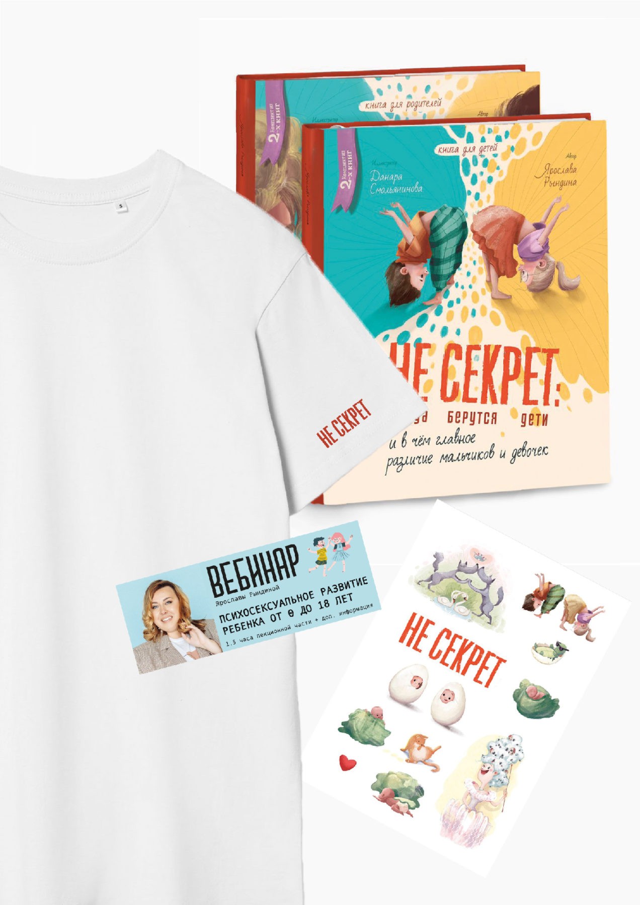 Комплект книг «Не Секрет» + стикерпак + вебинар + футболка | Лютература